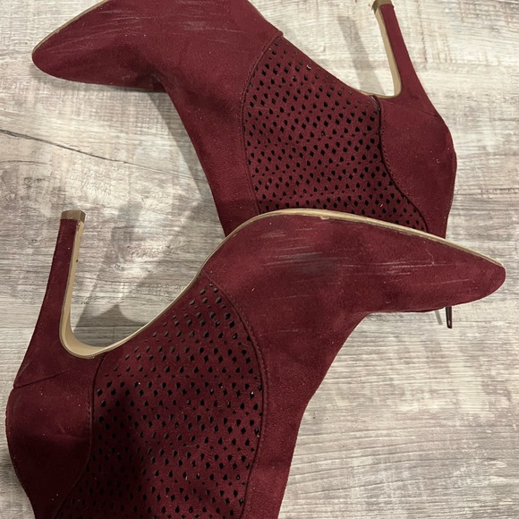 Burgundy Pointed Toe Booties - Picture 2 of 4